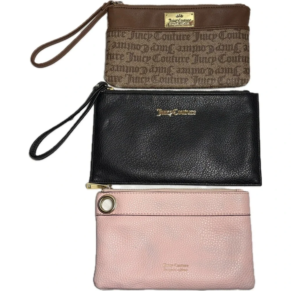 Juicy Couture Y2K Clutch & Wristlet Lot Pink Black‎ Brown 2000s DAMAGED/STAINED